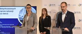 Wiceminister klimatu i środowiska Małgorzata Golińska podczas briefingu prasowego