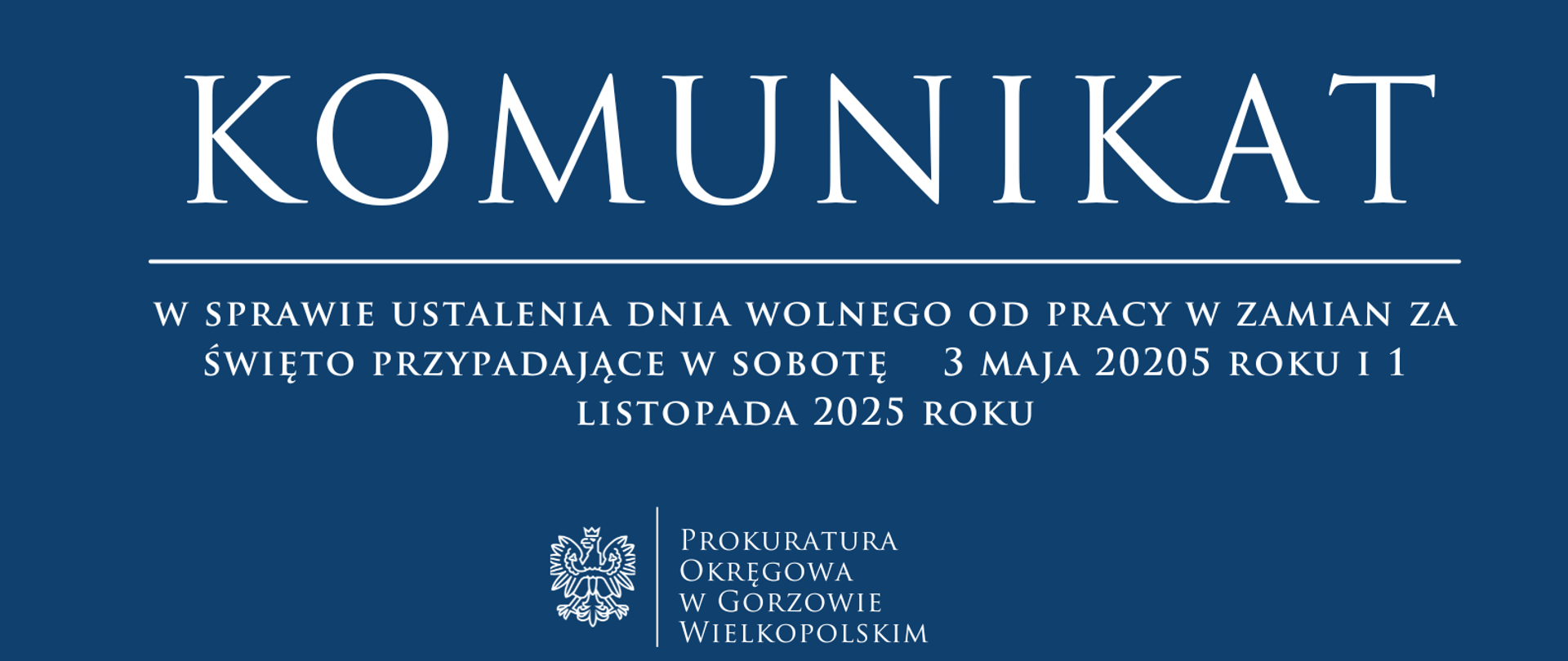 W sprawie dni wolnych za swieto 3.05.2025 i 10.11.2025