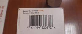 Balsam Jerozolimski Forte - część opakowania z numerem partii i datą przydatności 