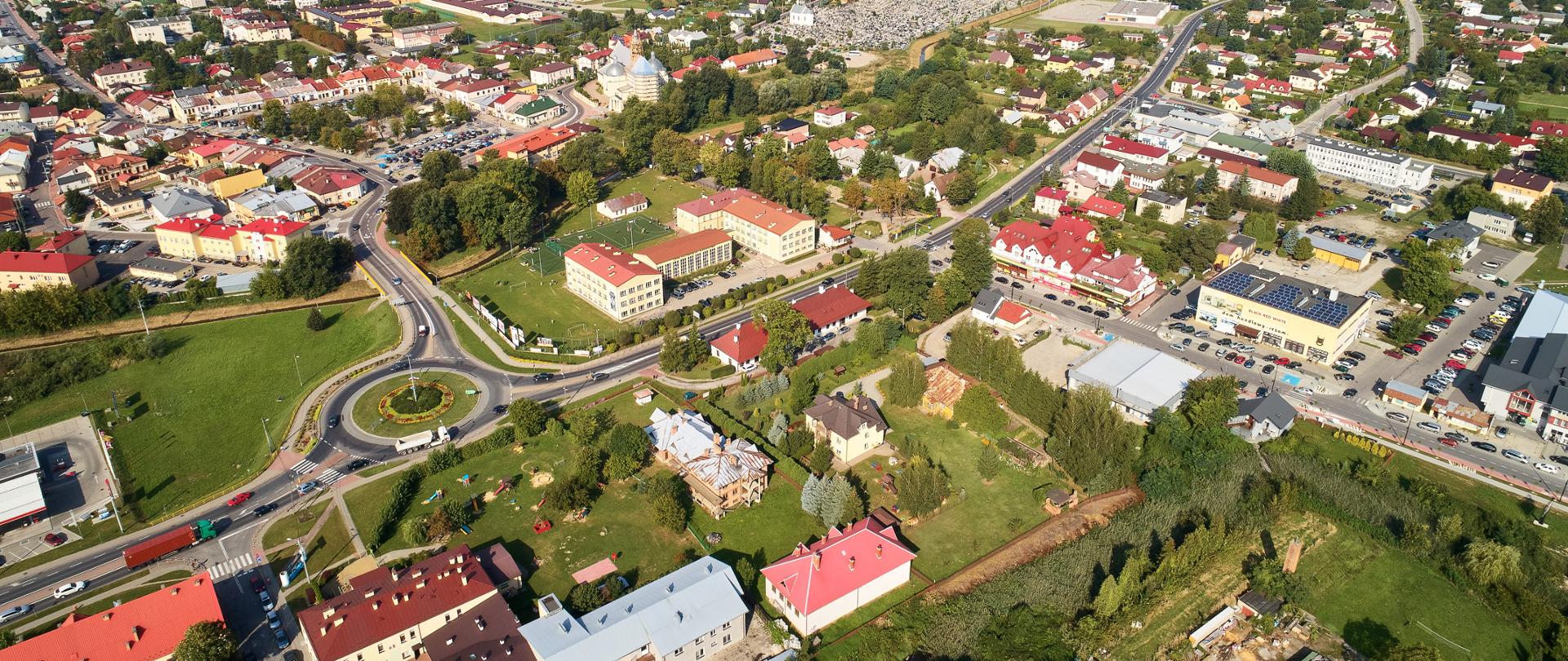 Zdjęcie lotnicze drogi krajowej nr 9 w Kolbuszowej