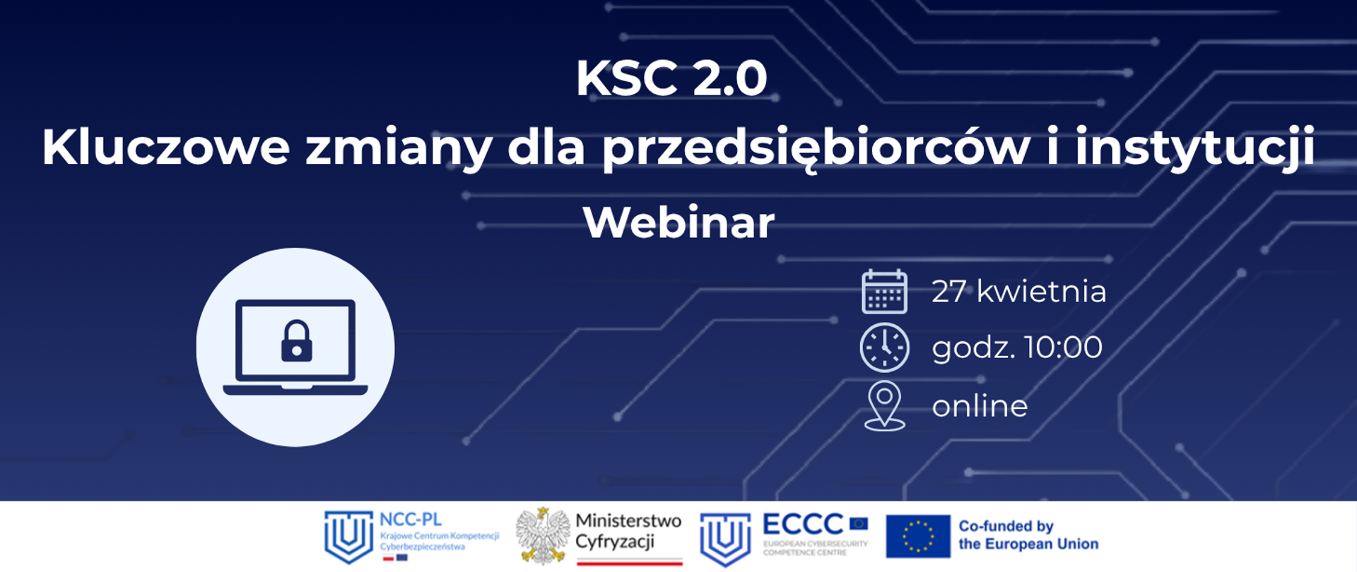 Tytuł, data, godzina, miejsce na granatowym tle