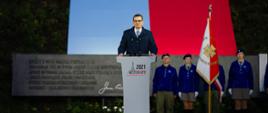 Premier Mateusz Morawiecki podczas uroczystości związanych z obchodami 82. rocznicy wybuchu II Wojny Światowej.