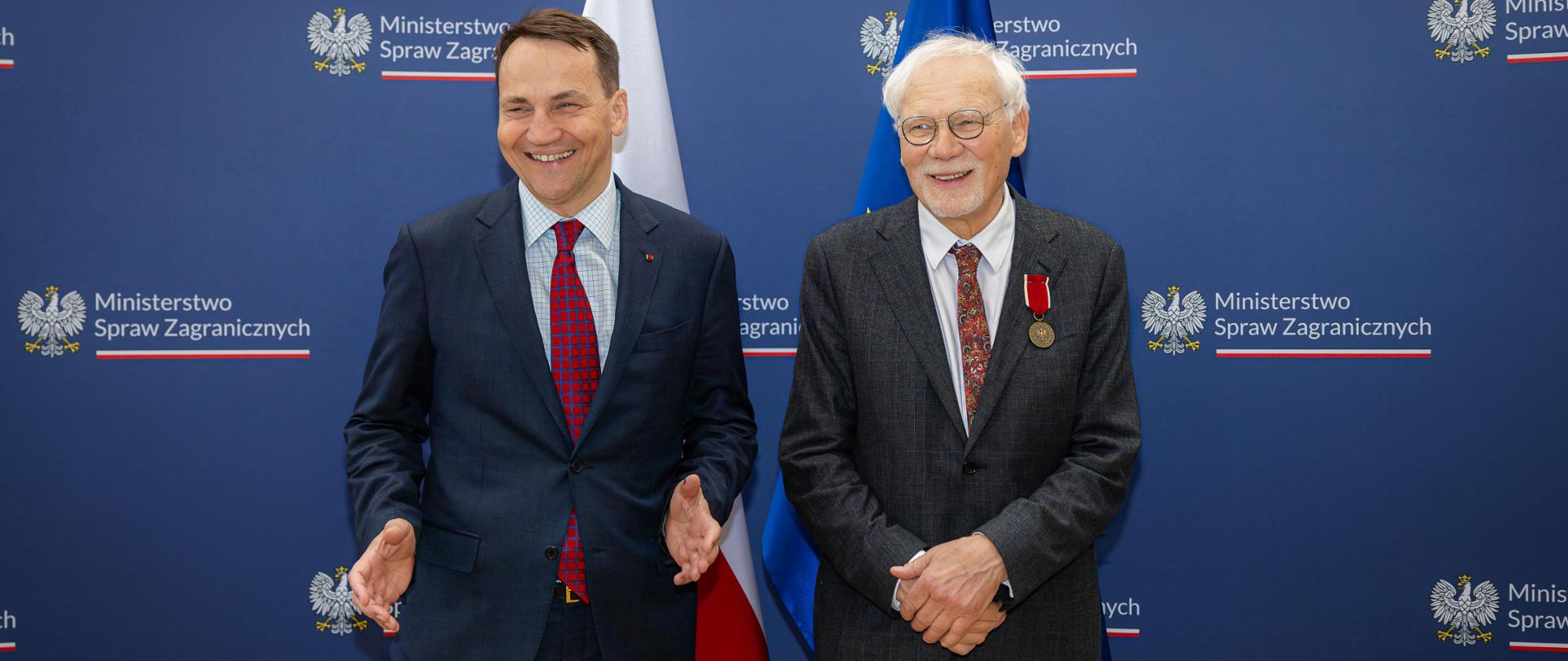 Minister Radoslaw Sikorski presented Prof. Marek Safjan with the Bene Merito badge of honor