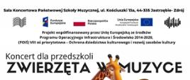 Plakat informacyjny dotyczący koncertów dla przedszkoli odbywających się w dniu 09.04.2024 r. o godz. 09.30 oraz 10.30.