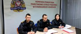 Na zdjęciu widać uczestników wideokonferencji, Z-ce Komendanta i Wydział operacyjny