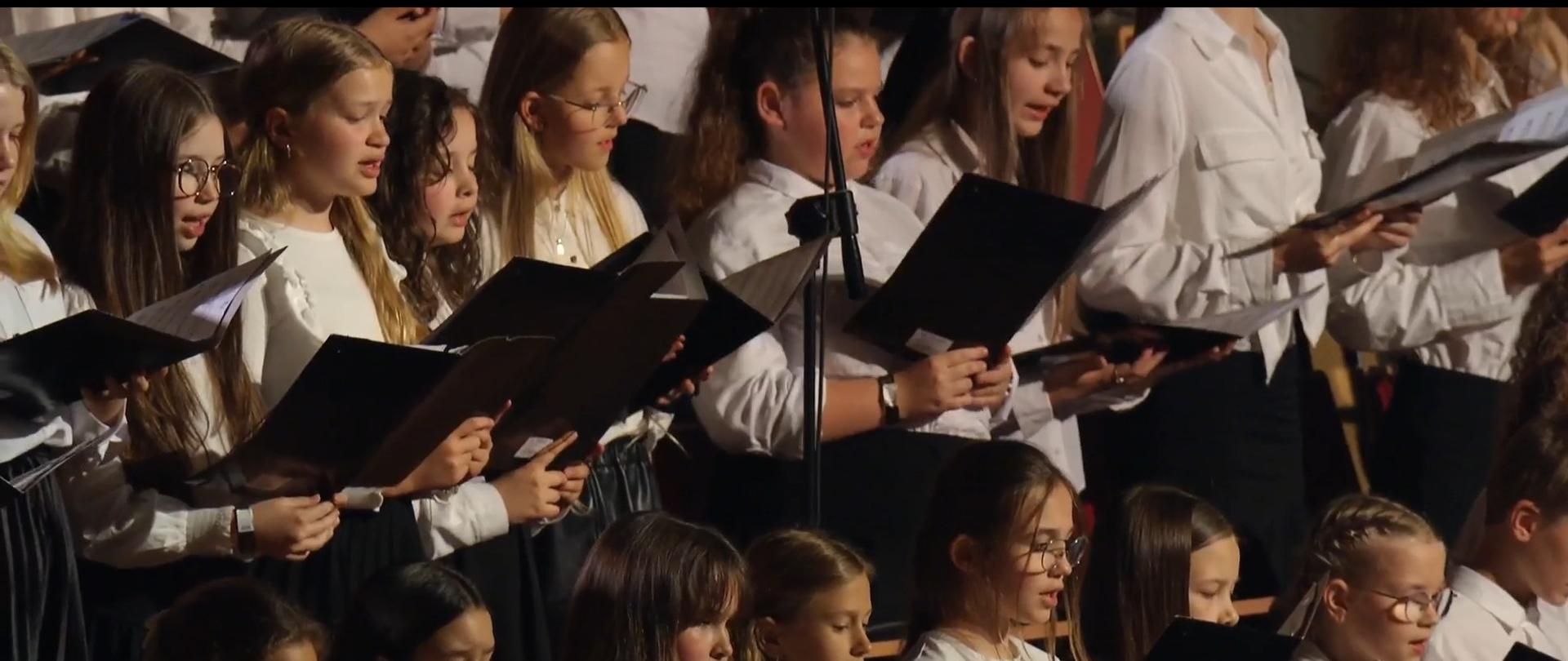 Grupa chórzystów PSM na koncercie w Spodku