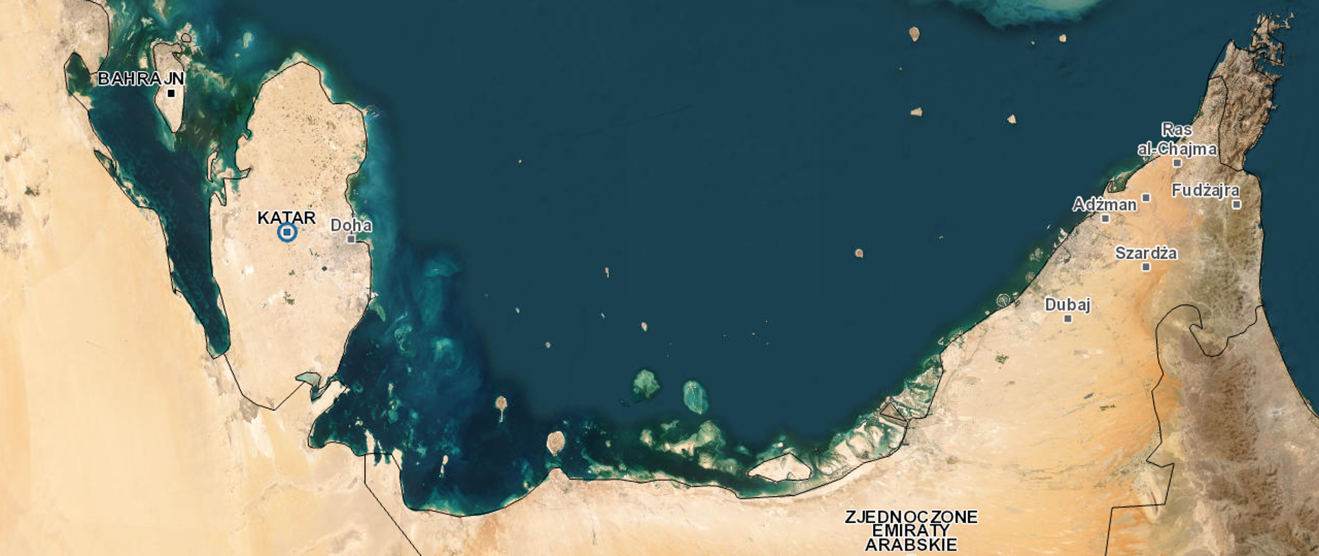 Ilustracja przedstawiająca zrzut ekranu z aplikacji prng.geoportal.gov.pl z obszaru Kataru
