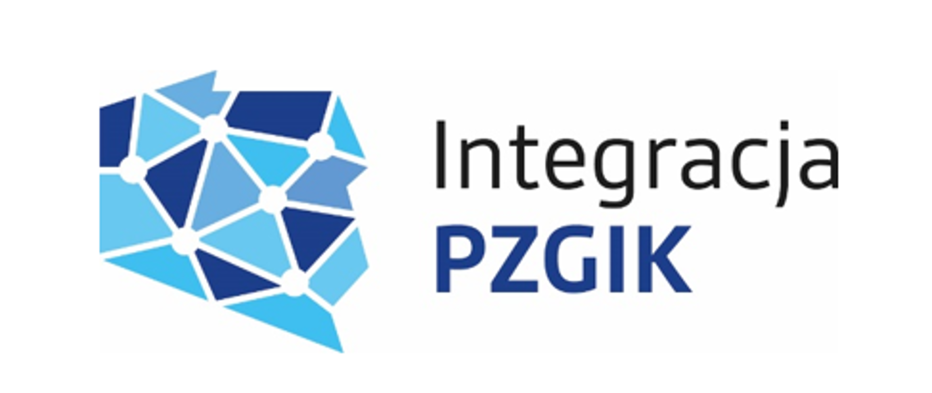 logotyp projektu Integracja Pzgik przedstawiający kształt Polski zbudowany z trójkątów oraz zawierający tytuł "Integracja Pzgik"