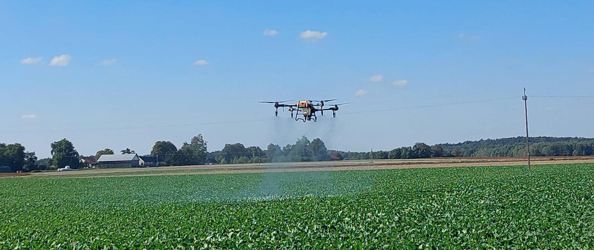 Pokaz zastosowania dronów w ochronie i nawożeniu upraw rolniczych