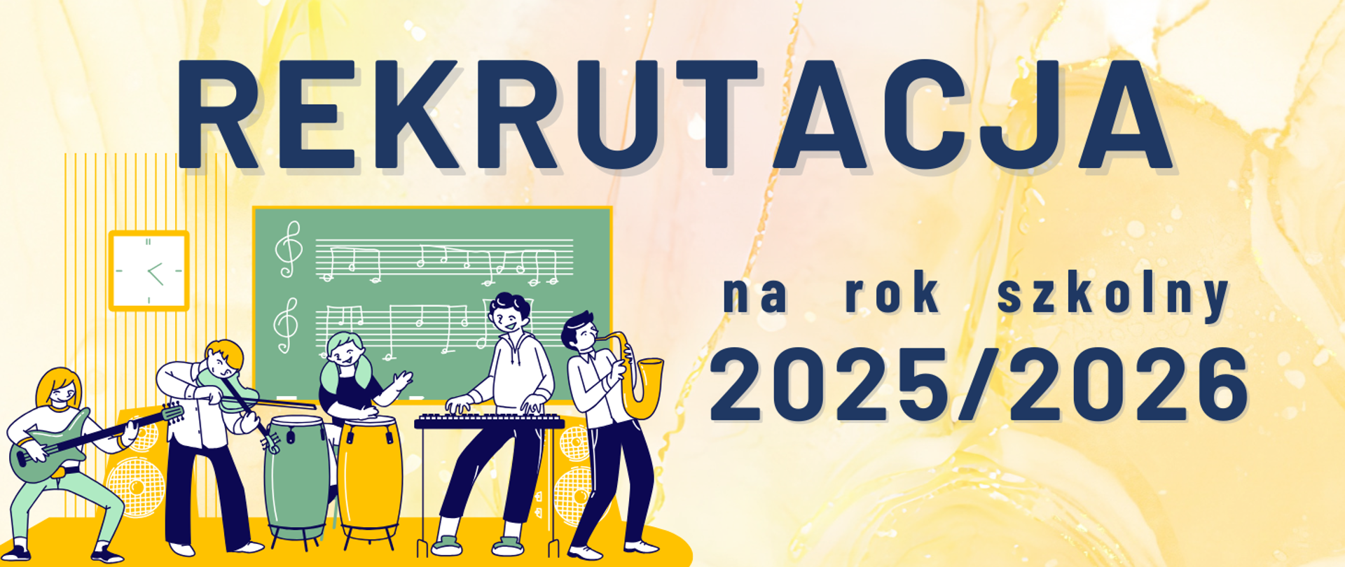 Baner z napisem "Rekrutacja na rok szkolny 2025/2026."