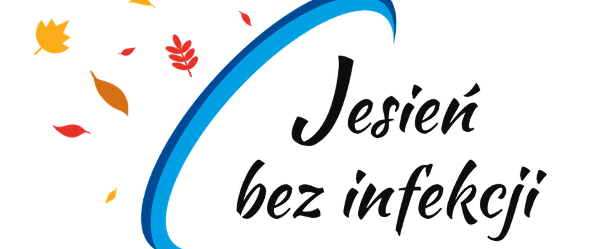 Logotyp Jesień bez infekcji, Niebieska półobręcz, jesienne liście