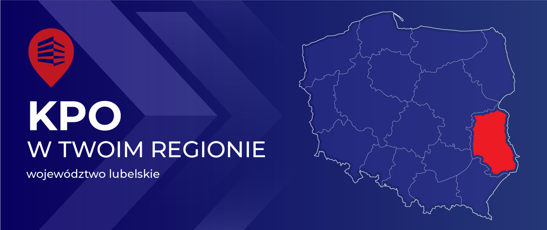 Na grafice widać hasło projektu i mapę Polski z zaznaczonym województwem lubelskim