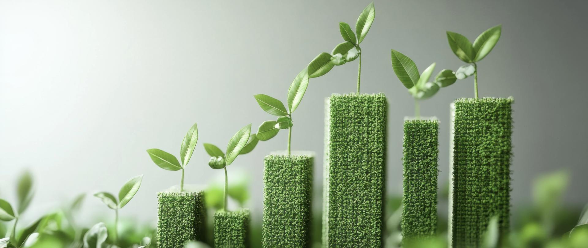 Wykres słupkowy przedstawiający ułożone w stos liście