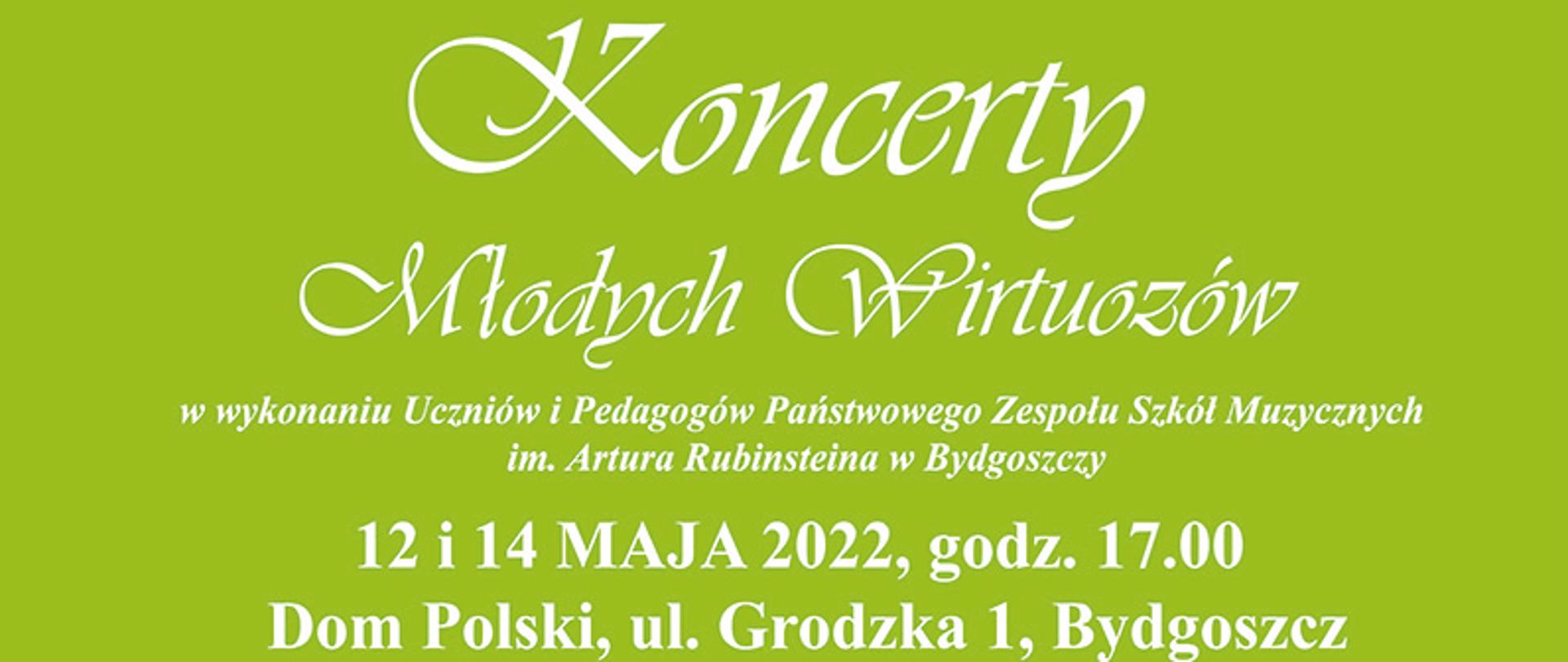 Plakat informacyjny o koncertach uczniów i pedagogów