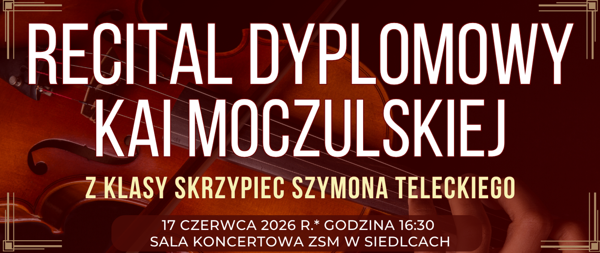 baner w tle skrzypce oraz informacja o wydarzeniu