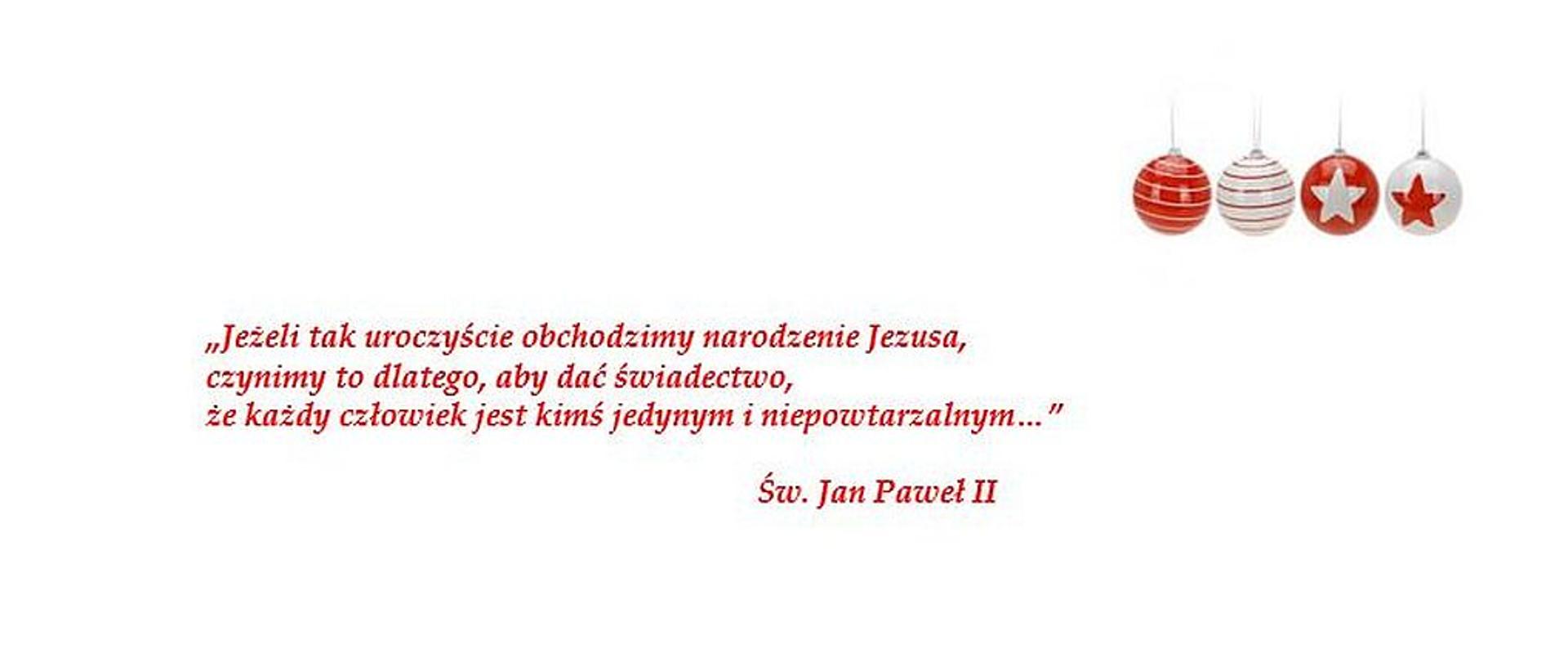 Zdjęcie zawiera cytat z Św. Jana Pawła II