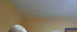 Pracownik Powiatowej Stacji Sanitarno-Epidemiologicznej w Rawiczu przeprowadza mini quiz z 2 klientkami stoiska w tle baner Powiatowej Stacji Sanitarno-Epidemiologicznej w Rawiczu, ulotki o tematyce antytytoniowej rozłożone na stanowisku stoiska