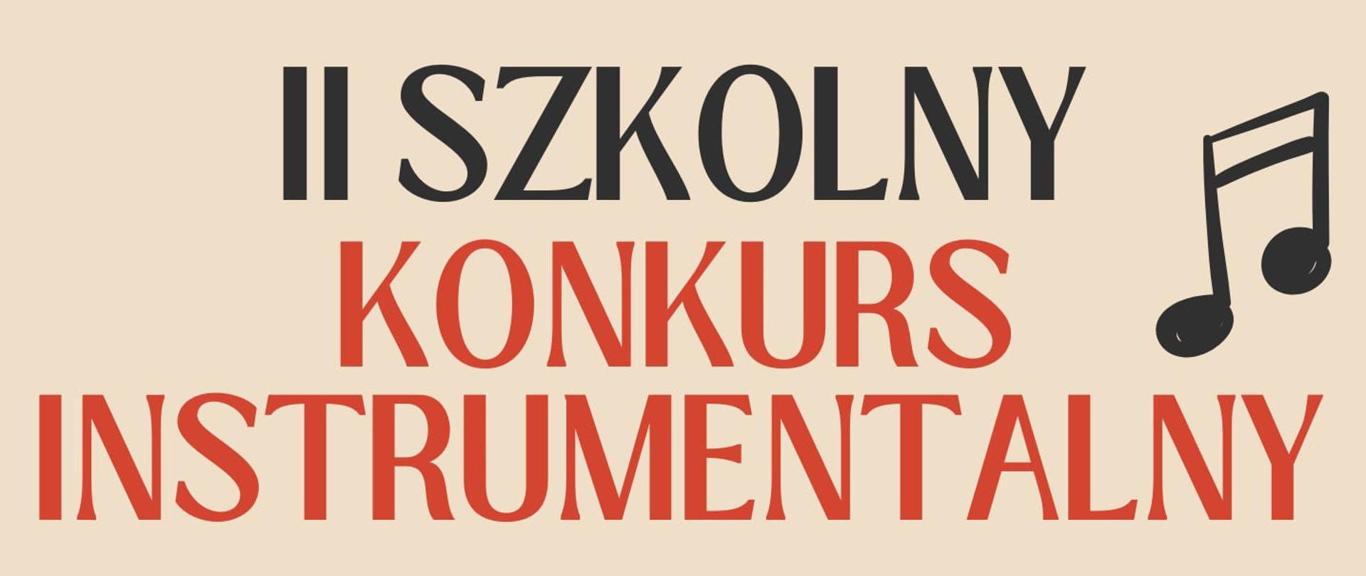 Na beżowym tle znajdują się kolorowe grafiki instrumentów muzycznych - fortepian, gitara, klarnet, trąbka itd. W środkowej części plakatu znajdują się informacje dotyczące wydarzenia.