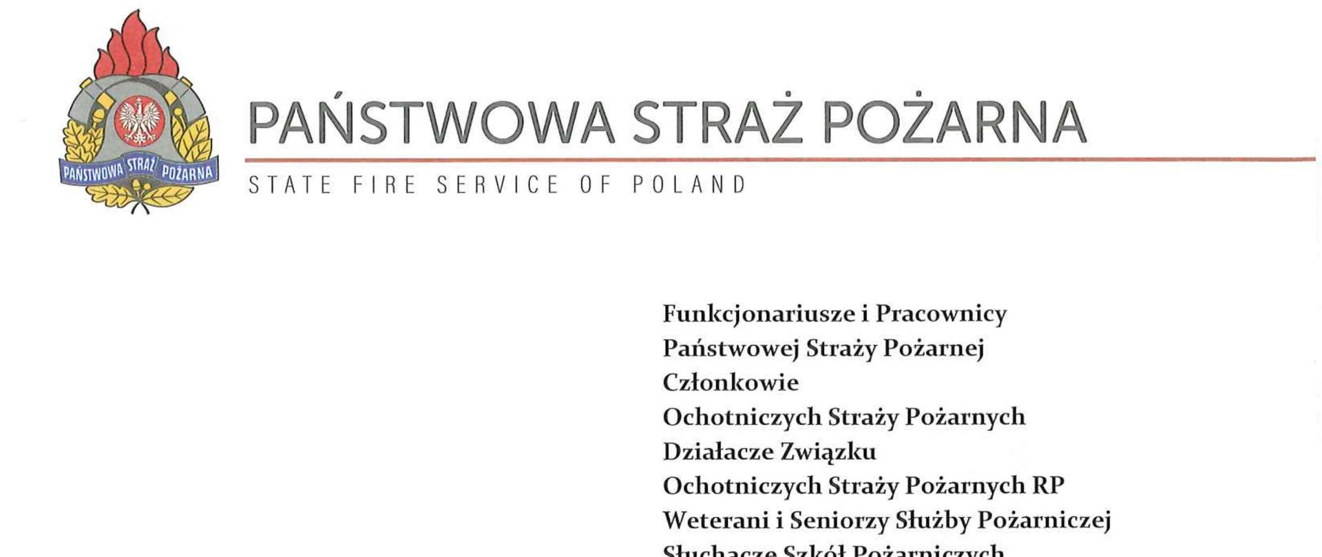 List Kierownictwa Komendy Głównej PSP