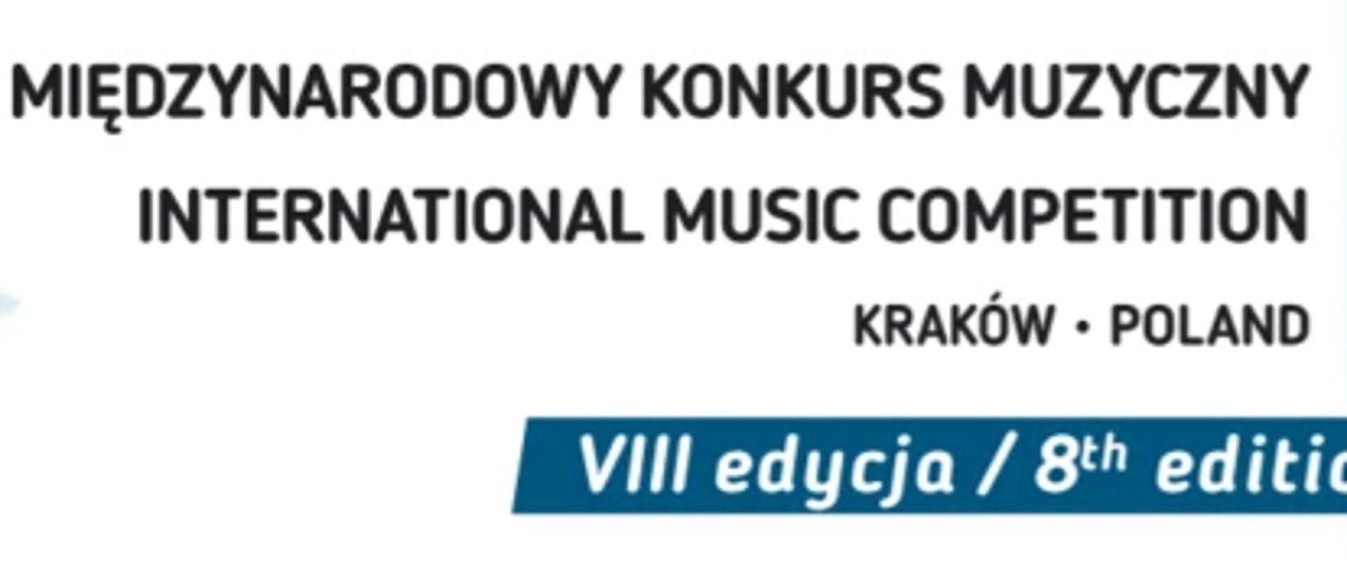 Baner promocyjny przedstawiający informacje o 8. edycji Międzynarodowego Konkursu Muzycznego OPUS 2026. W tle informacja także o miejscowości - Kraków, Polska i Fundacji Life & Art.
