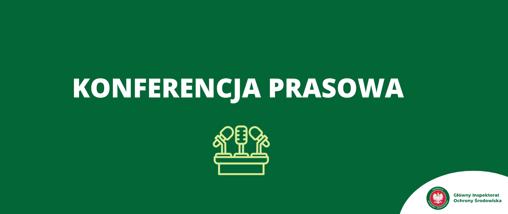 Konferencja prasowa napis na zielonym tle