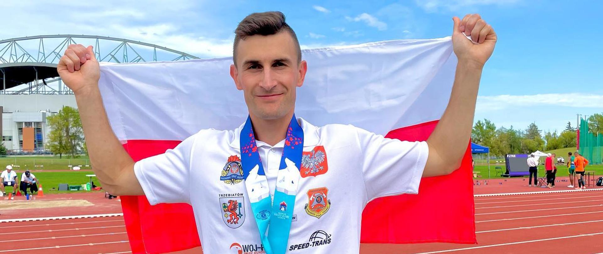 Przemysław Barański zdobywający trzy brązowe medale na igrzyskach służb mundurowych w USA