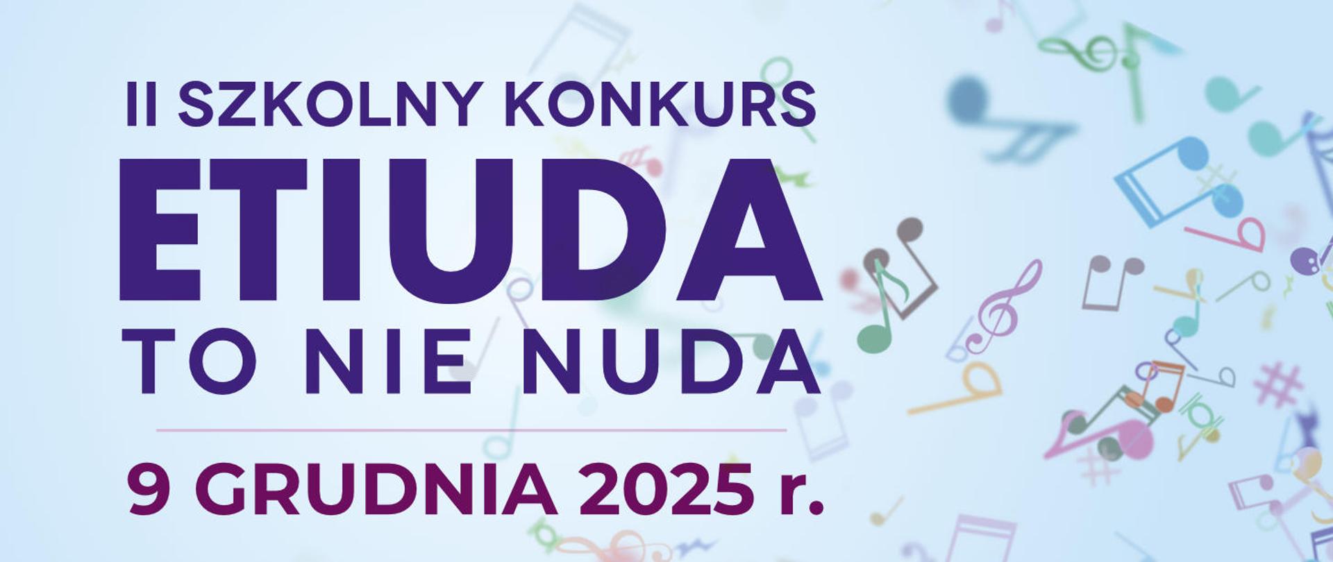 Baner przedstawia po lewej stronie napisy na jasnym tle zaś po prawej stronie od napisów widnieją kolorowe znaki muzyczne w postaci nut, bemoli czy kluczy wiolinowych. 