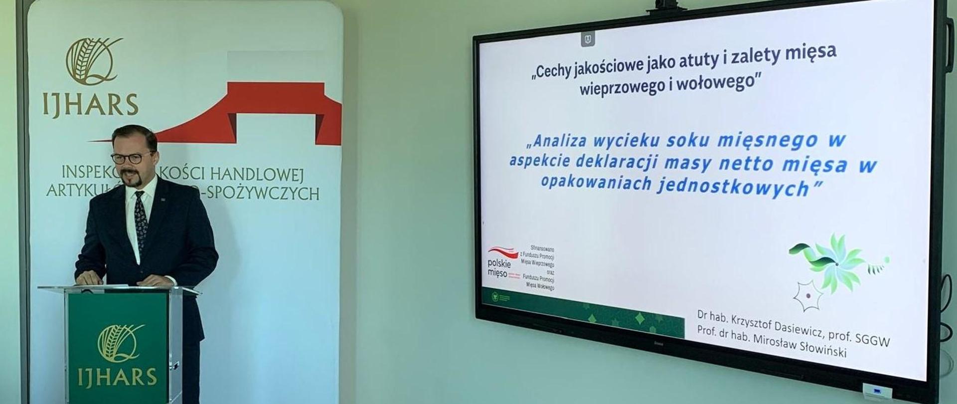 Przemysław Rzodkiewicz, Główny Inspektor Jakości Handlowej Artkułów Rolno-Spożywczych podczas spotkania przedstawicieli branży mięsnej w siedzibie GIJHARS