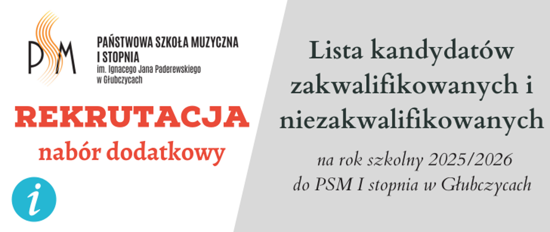 Lista kandydatów zakwalifikowanych i niezakwalifikowanych - nabór dodatkowy na rok szkolny 2025-2026