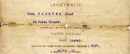 Józef Garstka - legitymacja ułana