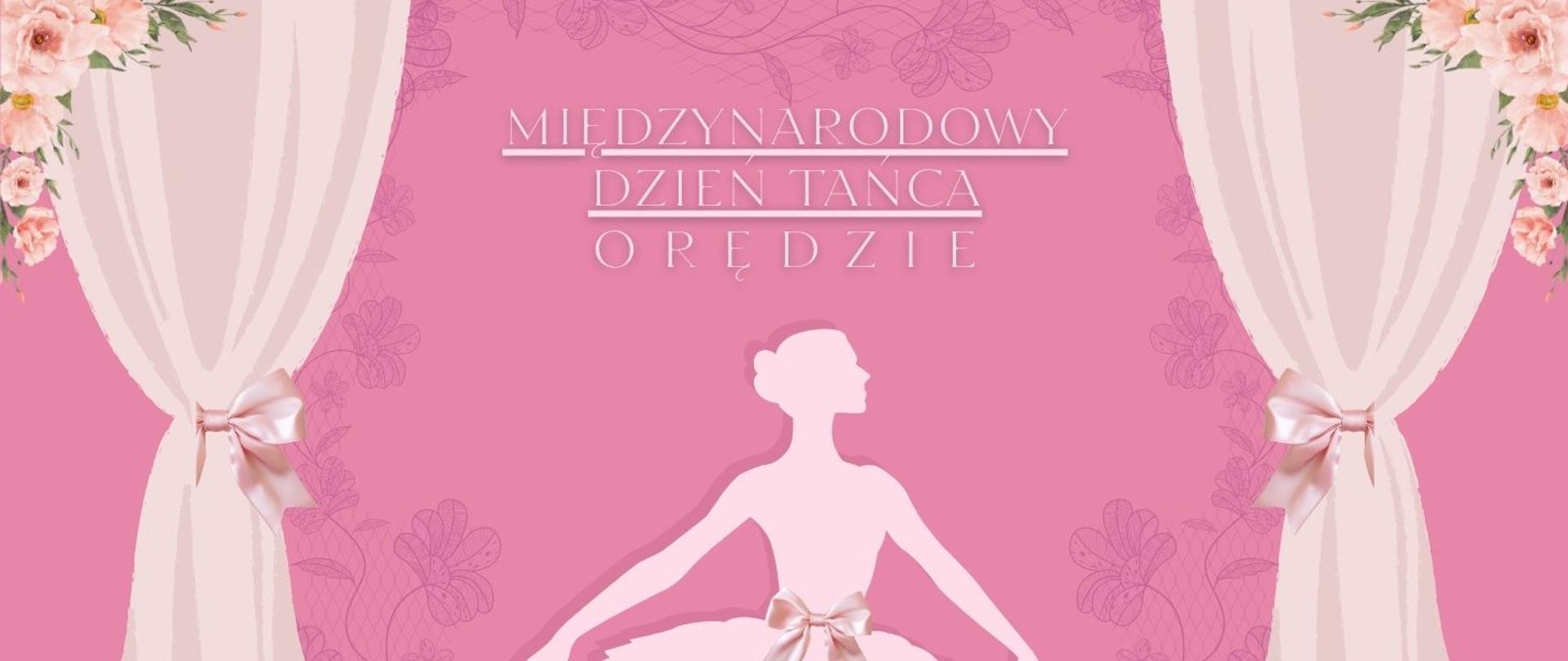Orędzie plakat różowy z tancerką z napisem MDT orędzie