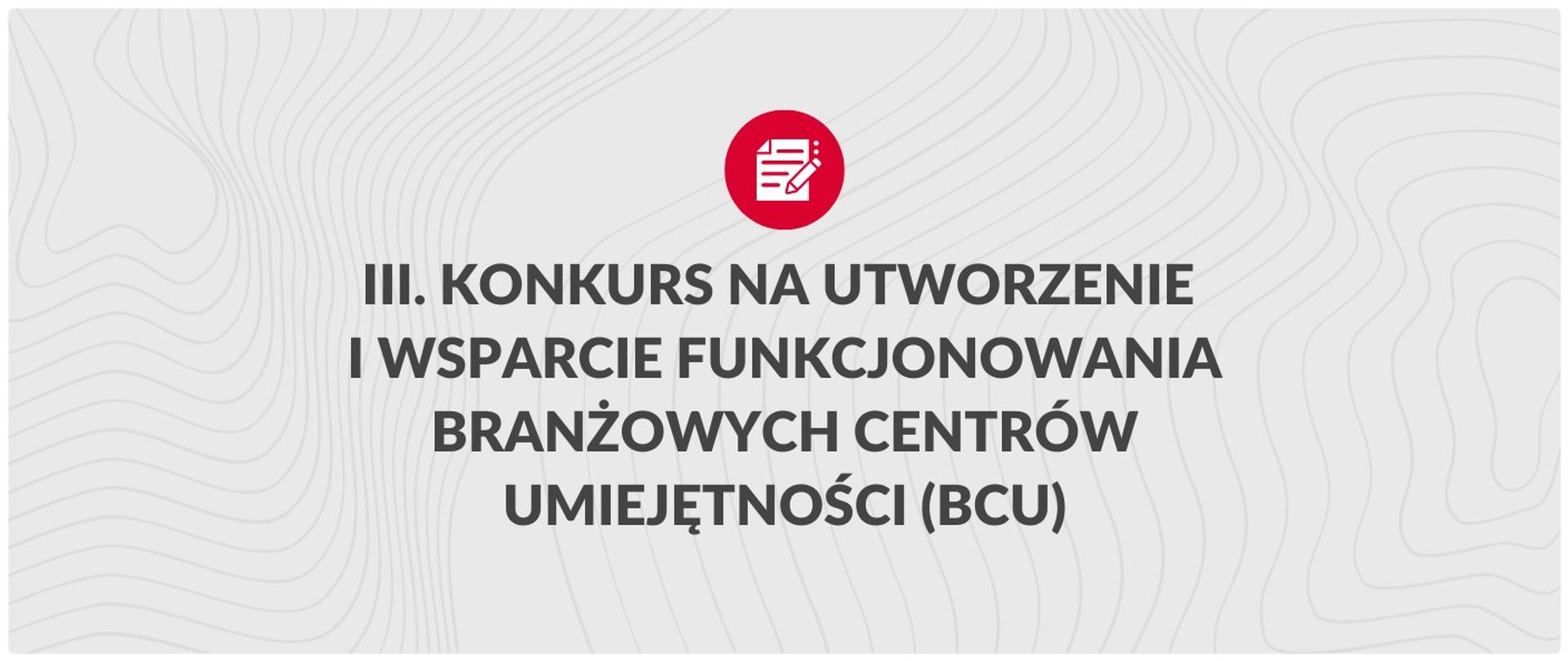 III. Konkurs na utworzenie i wsparcie funkcjonowania branżowych centrów umiejętności (BCU)