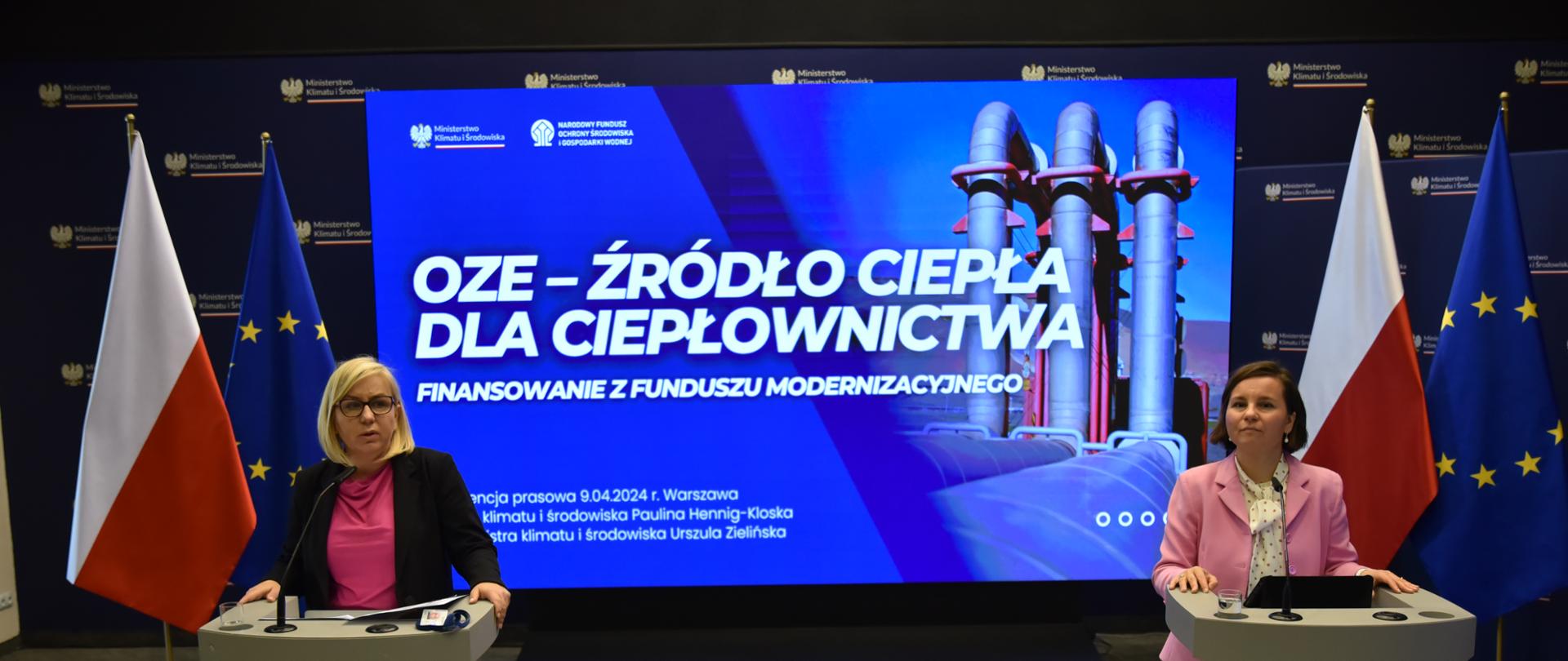 Minister klimatu i środowiska paulina Hennig-Kloska i wiceministra Urszula Zielińska w trakcie konferencji prasowej