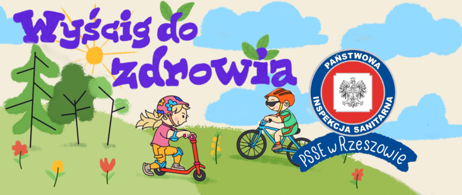 plakat kampanii "Wyścig do zdrowia" z logo Powiatowej Stacji Sanitarno-Epidemiologicznej w Dębica 