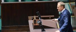 Premier Donald Tusk podczas wypowiedzi w Sejmie RP.