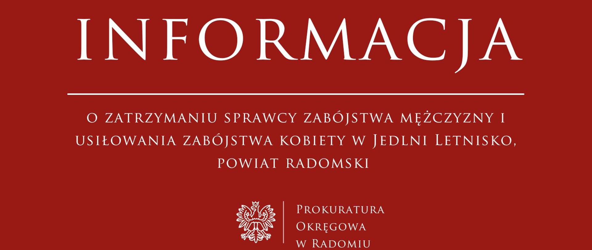 Komunikat zabójstwo w Jedlni