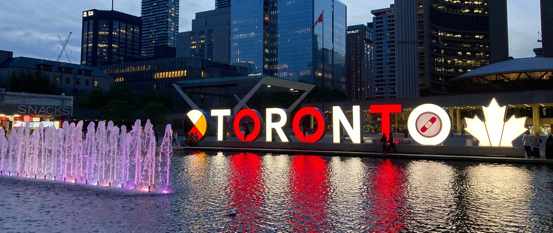 The red and white Toronto sign on the last weekend of May during the celebration of the 1st Polish Heritage Month in Ontario