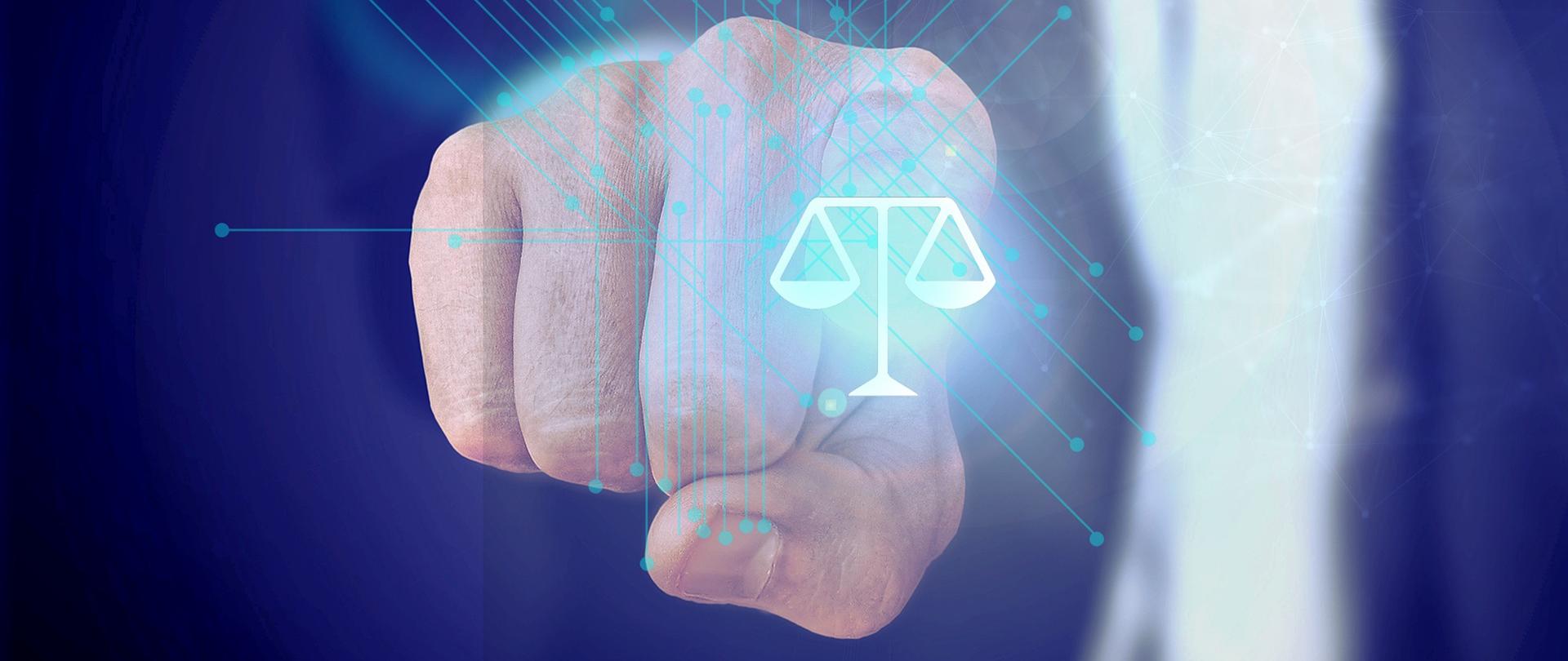 ręka wskazująca na małą ikonę wagi.