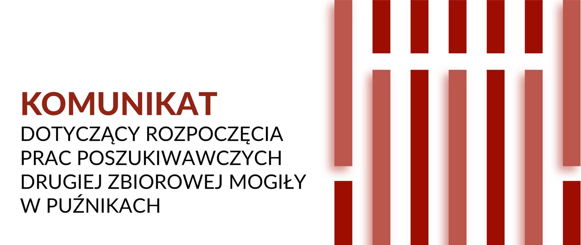 Komunikat dotyczący rozpoczęcia prac poszukiwawczych drugiej zbiorowej mogiły w Puźnikach