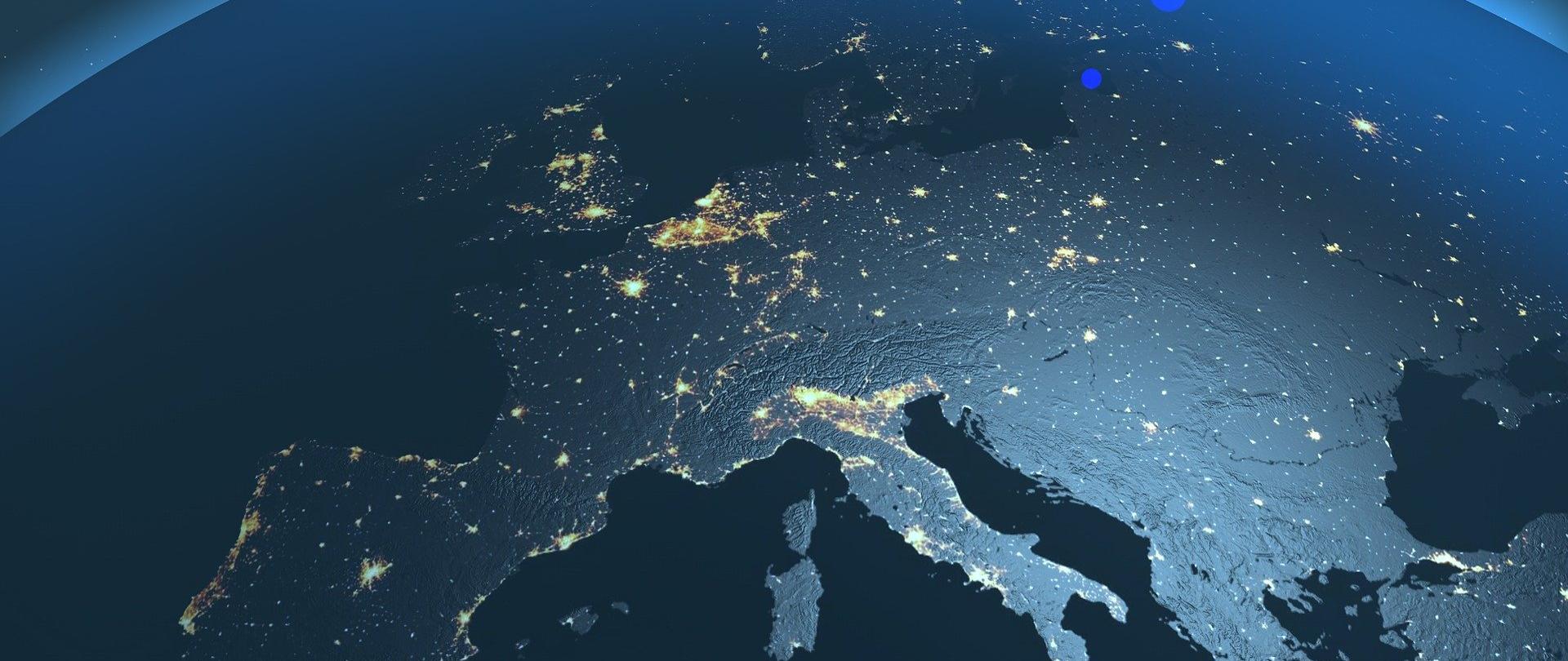 Zdjęcie Europy z poziomu satelity. 