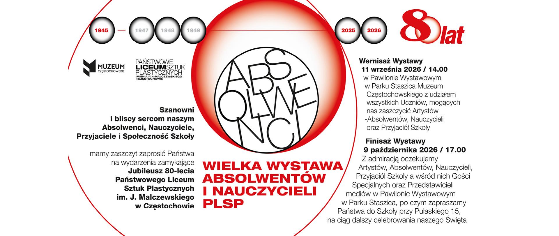 Zapraszamy na wernisaż WIELKIEJ WYSTAWY ABSOLWENTÓW I NAUCZYCIELI PLSP