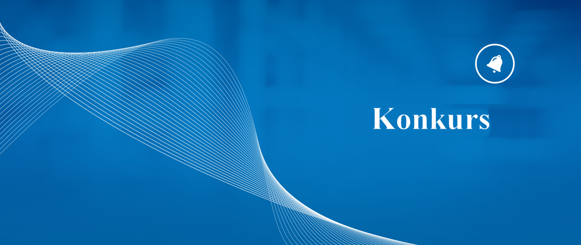 Na niebieskim tle w prawej części napis Konkurs. nad napisem dzwonek w okręgu.
