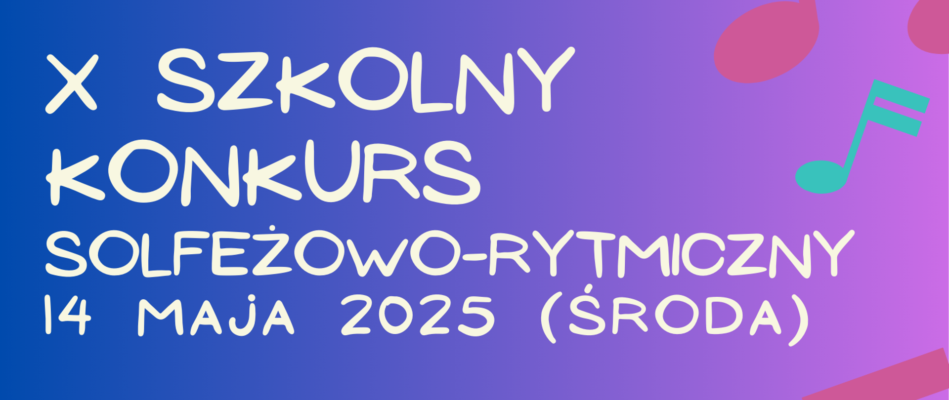 Na wielokolorowym tle znajdują się grafiki nut oraz informacje dotyczące wydarzenia.