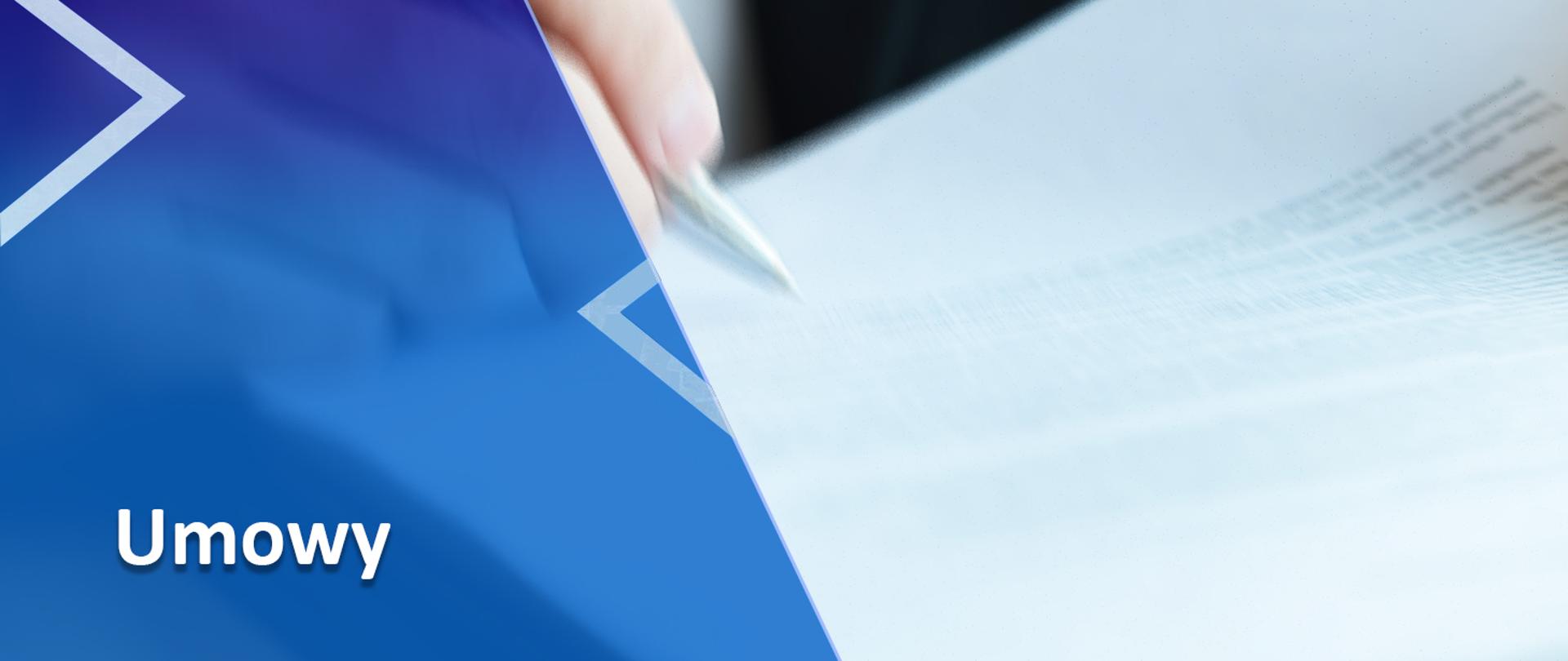 Baner z napisem "Umowy"