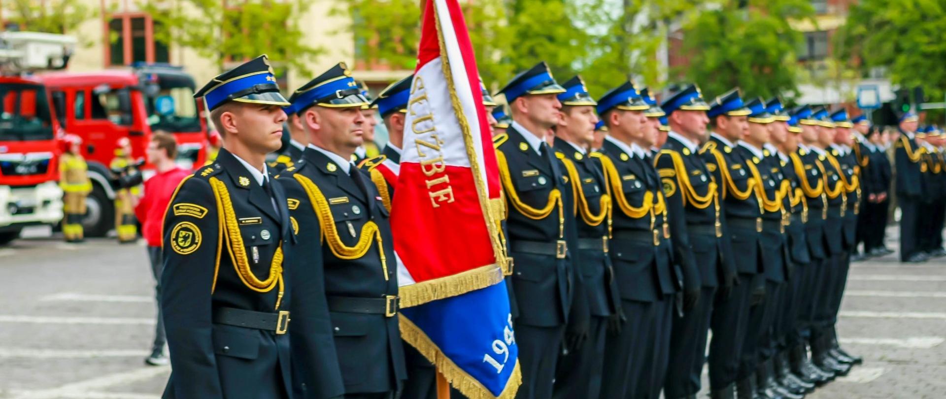 Kompania honorowa podczas Powiatowy Dzień Strażaka