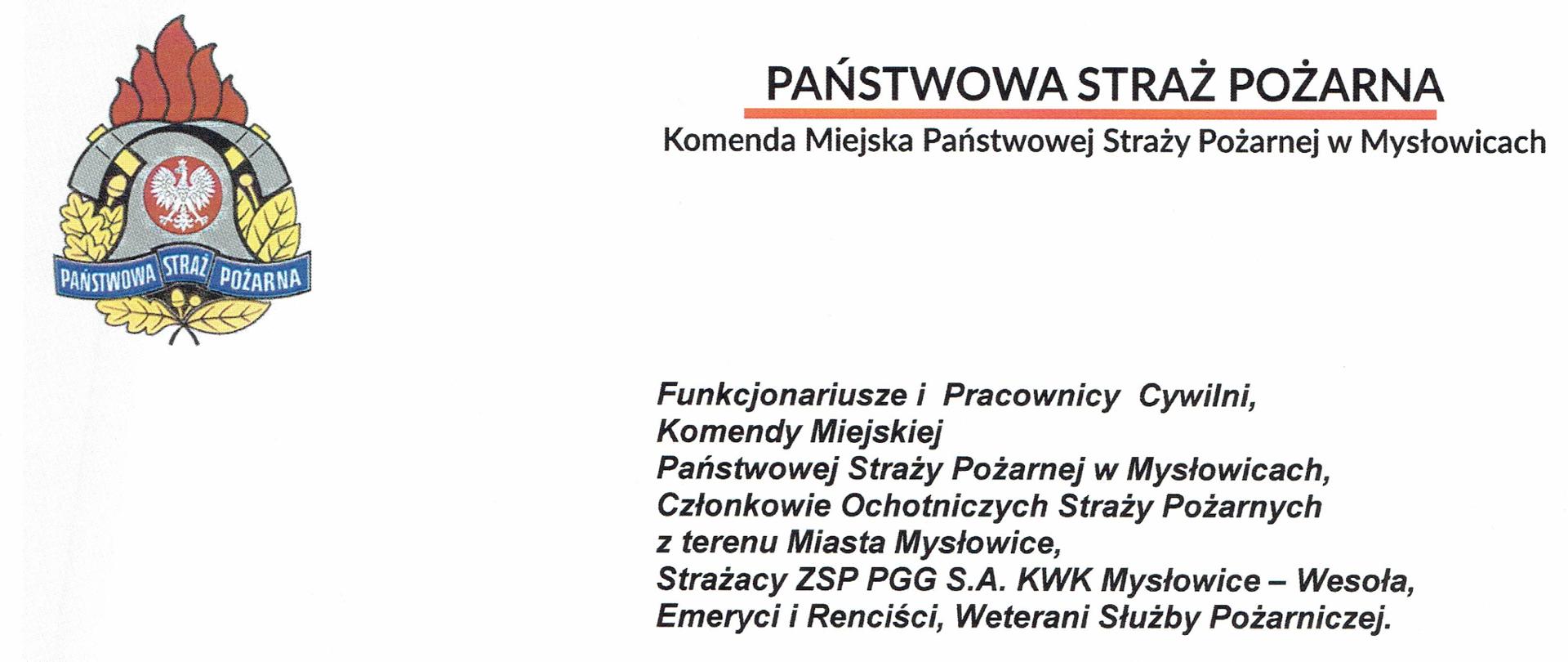 Życzenia z okazji Dnia Strażaka Komendanta Miejskiego PSP w Mysłowicach