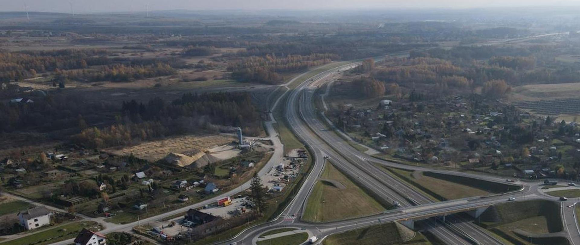 Zdjęcie lotnicze fragmentu obwodnicy Tomaszowa Lubelskiego