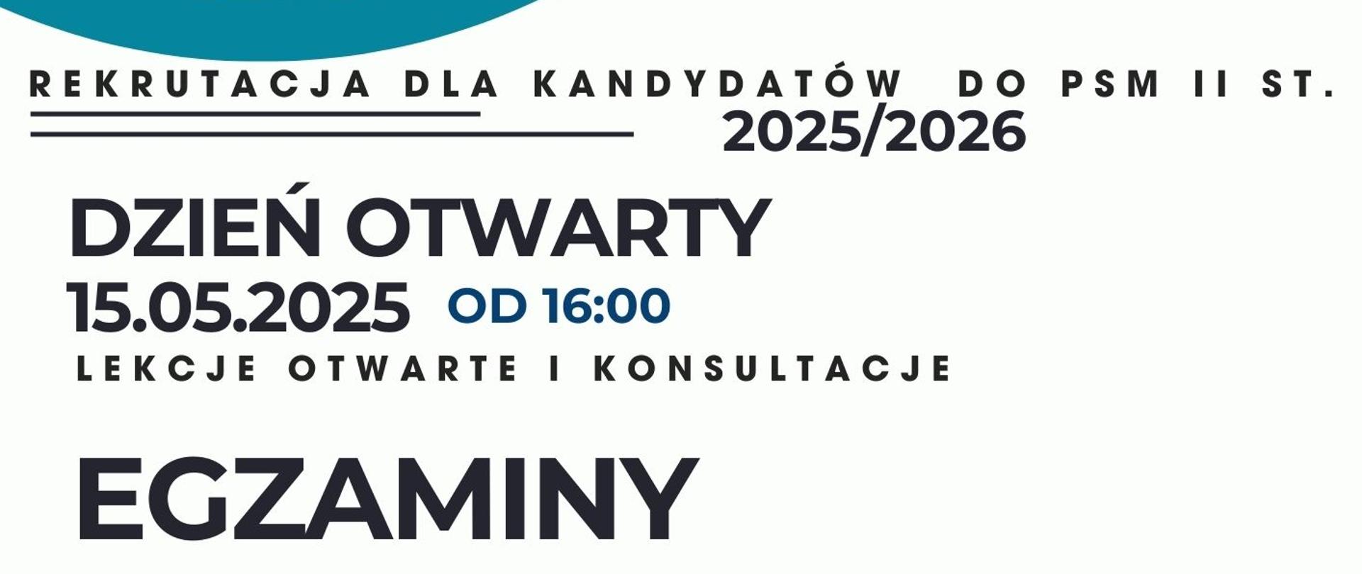 Plakat informacyjny dotyczący Dnia otwartego odbywającego się w dniu 15.05.2025 o godz. 16.00.