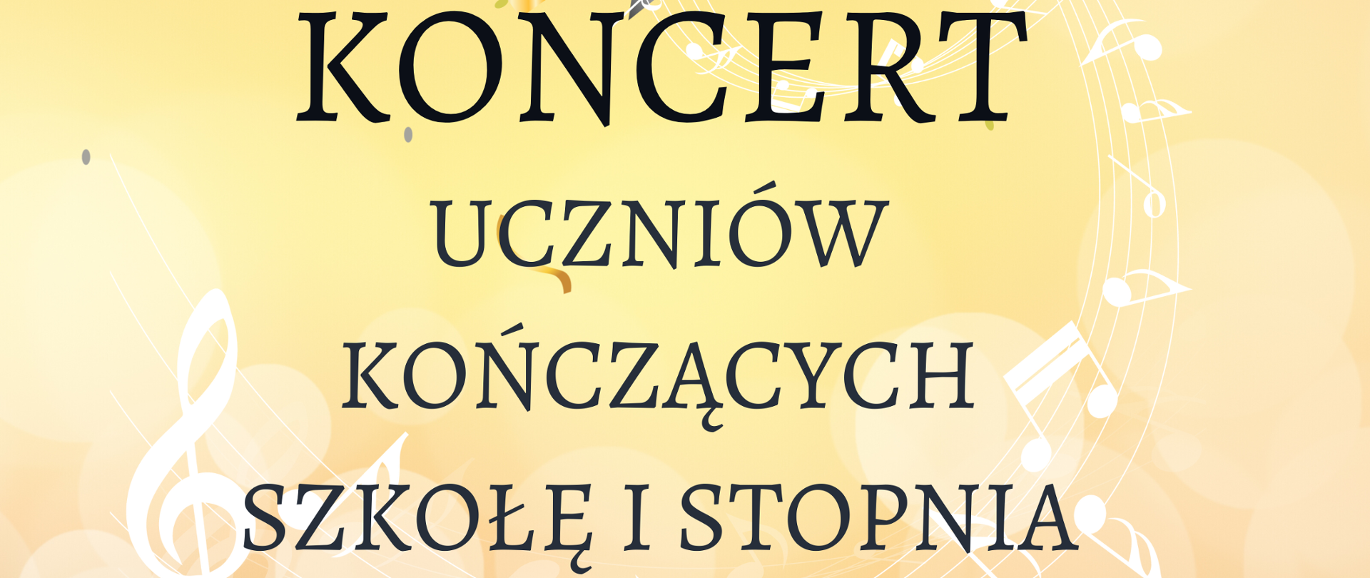 Plakat tło w kolorze łososiowym W lewym górnym rogu czarne logo szkoły według ustalonego znaku poniżej brązowo-żółte fragmenty jakby zasłon pośrodku czapka absolwenta z nutką ósemką oraz zwinięty Papirus opleciony białą pięciolinią z nutami poniżej czarny napis koncert uczniów kończącej szkoły pierwszego stopnia 20 czerwca 2024 godzina 16:00 państwowa szkoła muzyczna pierwszego i drugiego stopnia imienia Witolda Lutosławskiego w Nysie sala koncertowa