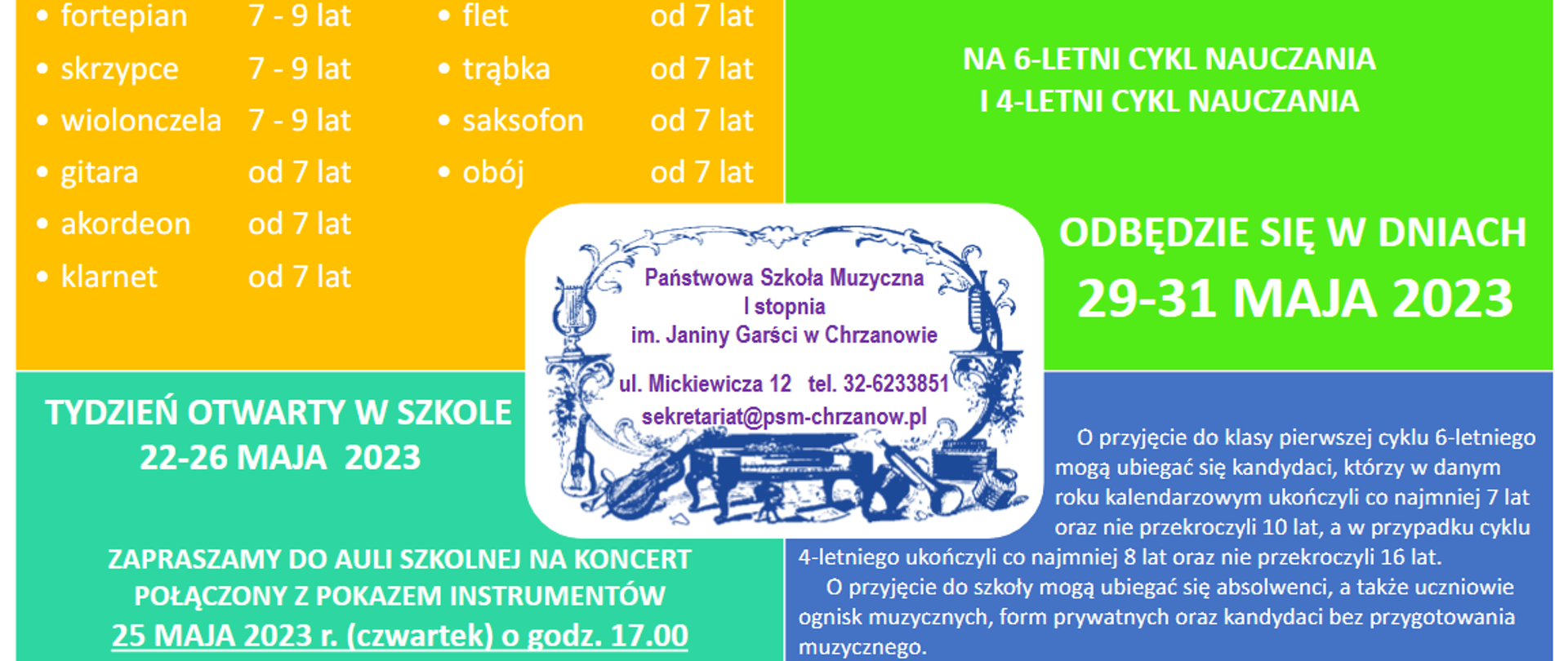 Plakat przedstawia najważniejsze daty związane z rekrutacją